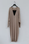 SWAYING/KNIT Deconstructed v-neck dress (with corset) SW212LS10 camel PS31